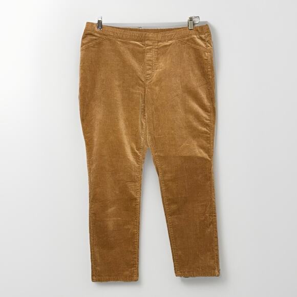 NEW J. Jill Pants Petite Large Dark Camel Corduroy Stretch Slim Light Academia - Picture 1 of 8